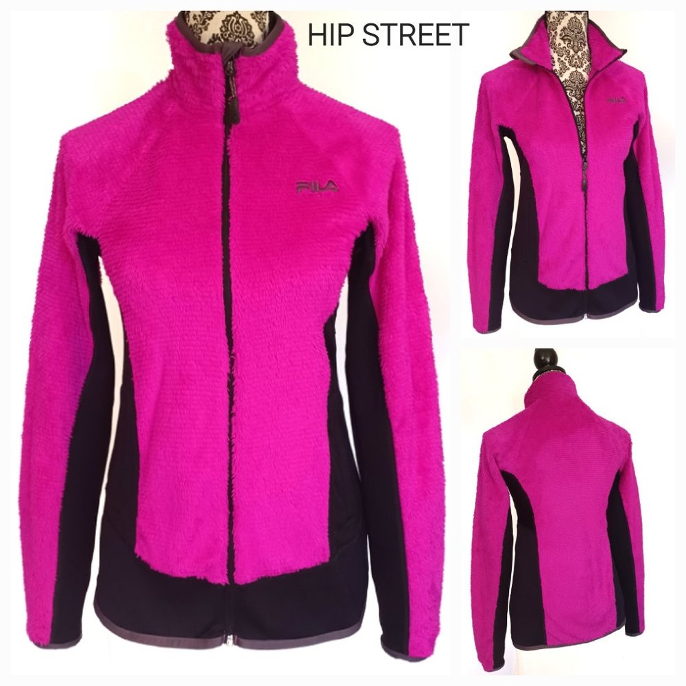 FILA SPORT Jacket Shag Fleece LS Zip Front Stretch Sport Exercise XS